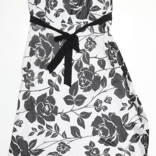 Debenhams Womens Multicoloured Floral Polyester A-Line Size 20 V-Neck - Beaded detail