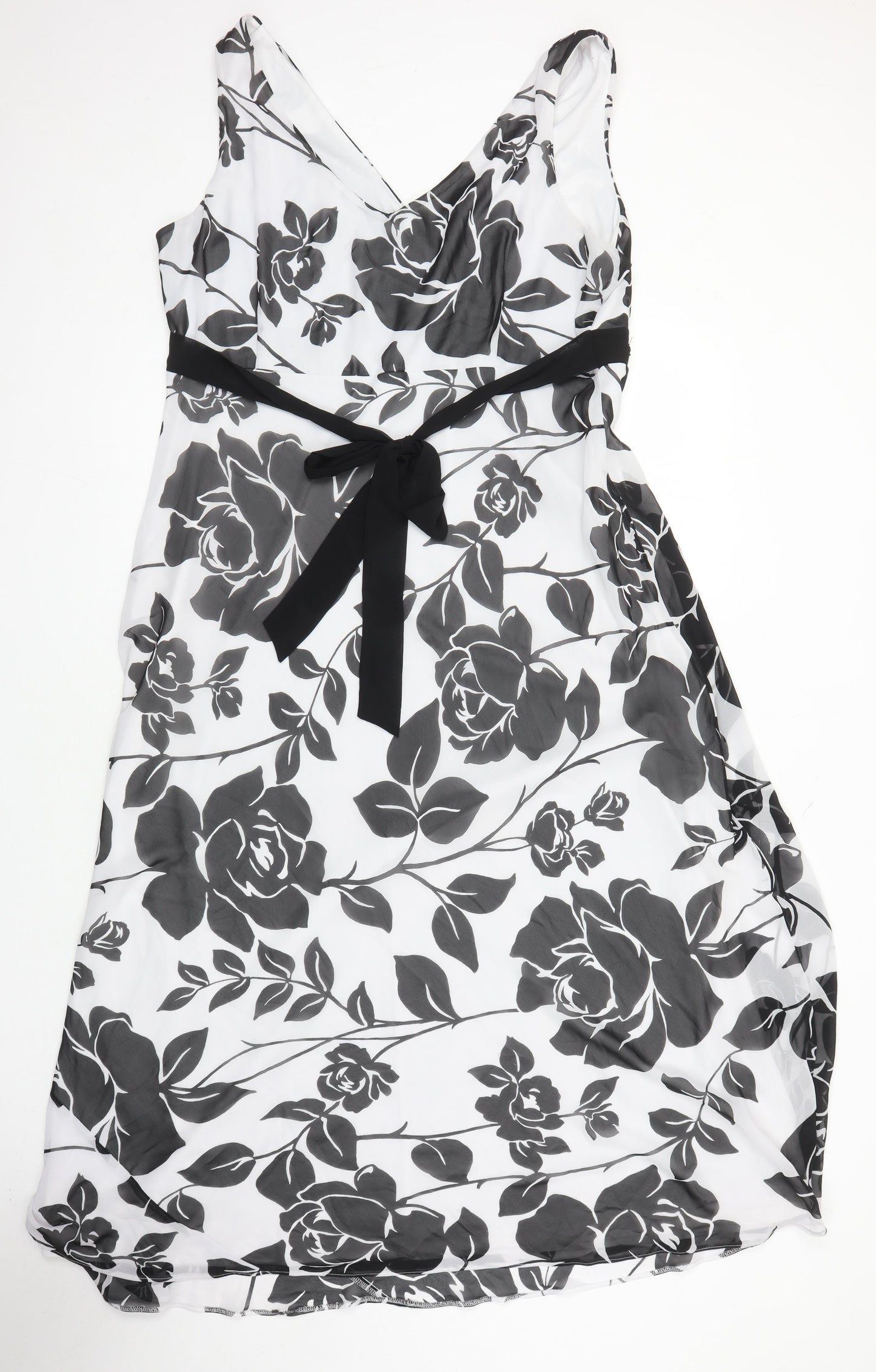 Debenhams Womens Multicoloured Floral Polyester A-Line Size 20 V-Neck - Beaded detail