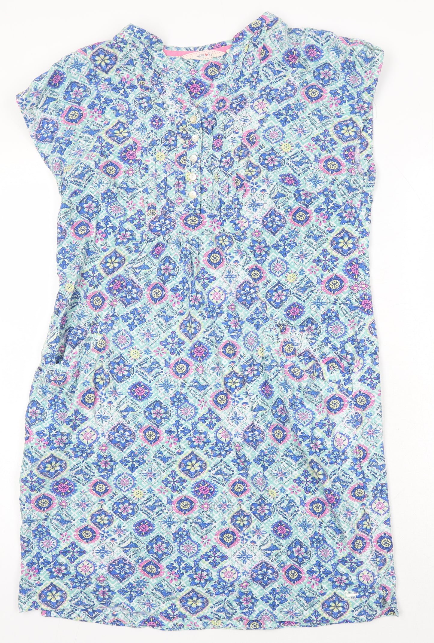 Country Rose Womens Multicoloured Geometric Viscose Shift Size 12 V-Neck