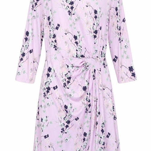 Damart Womens Ivory Floral Polyester A-Line Size 26 Boat Neck