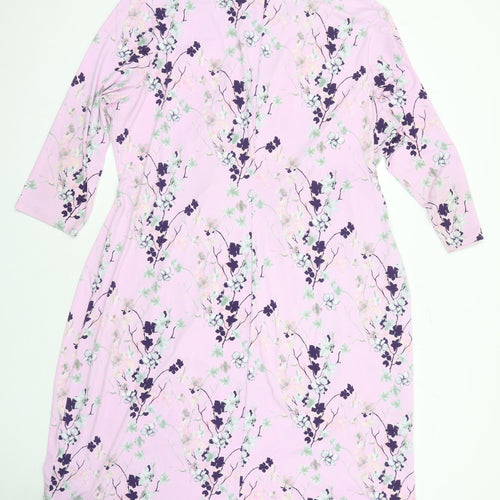 Damart Womens Ivory Floral Polyester A-Line Size 26 Boat Neck