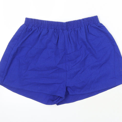 South Beach Womens Blue Houndstooth Polyester Basic Shorts Size 12 Regular - Elasticated Waist