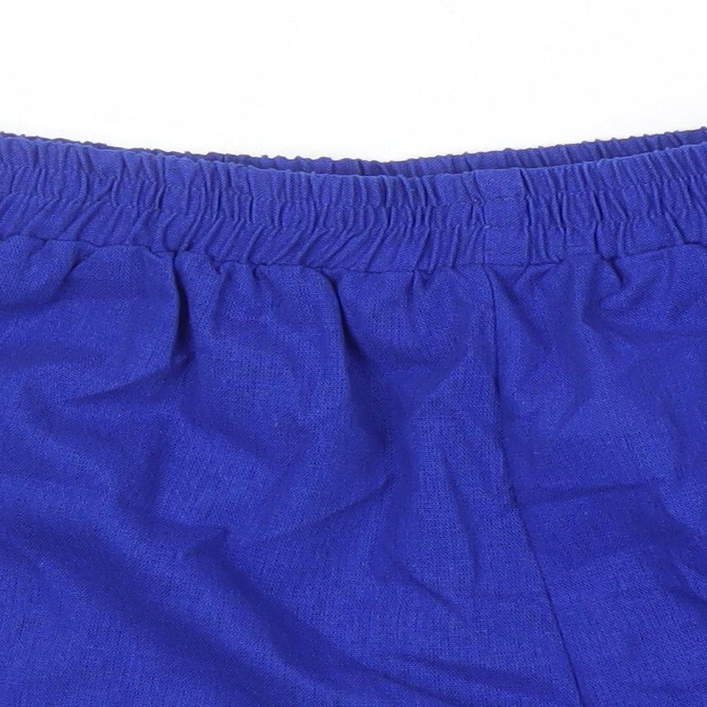 South Beach Womens Blue Houndstooth Polyester Basic Shorts Size 12 Regular - Elasticated Waist