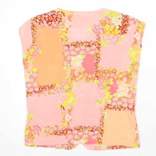 Prego Womens Multicoloured Floral Silk Jersey Blouse Size M V-Neck