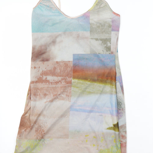Passion of Design Womens Multicoloured Geometric Polyester Blend Camisole Blouse Size S V-Neck