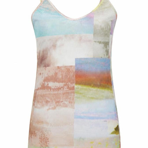 Passion of Design Womens Multicoloured Geometric Polyester Blend Camisole Blouse Size S V-Neck