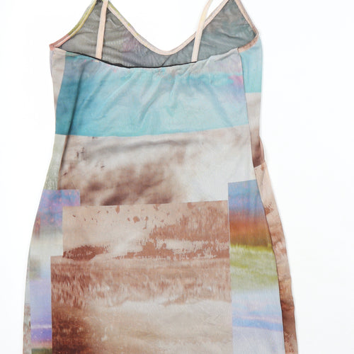 Passion of Design Womens Multicoloured Geometric Polyester Blend Camisole Blouse Size S V-Neck