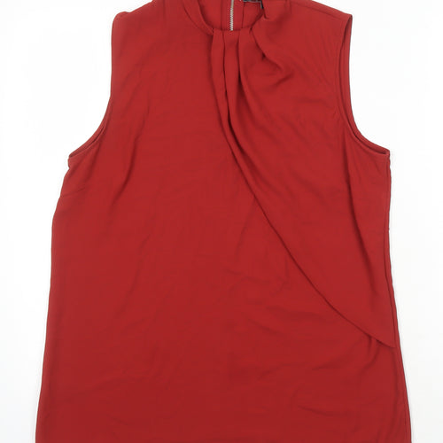 NEXT Womens Red Polyester Jersey Blouse Size 14 Round Neck