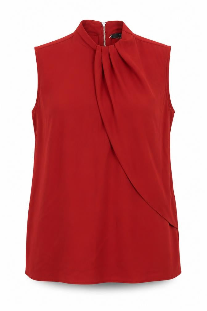 Next Womens Red Polyester Jersey Blouse Size 14 Round Neck