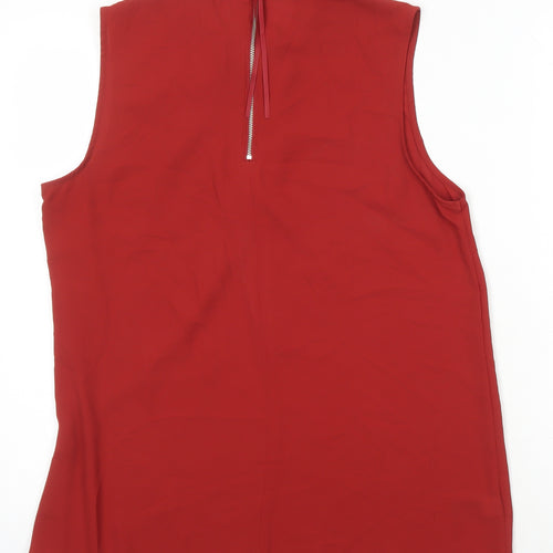 NEXT Womens Red Polyester Jersey Blouse Size 14 Round Neck