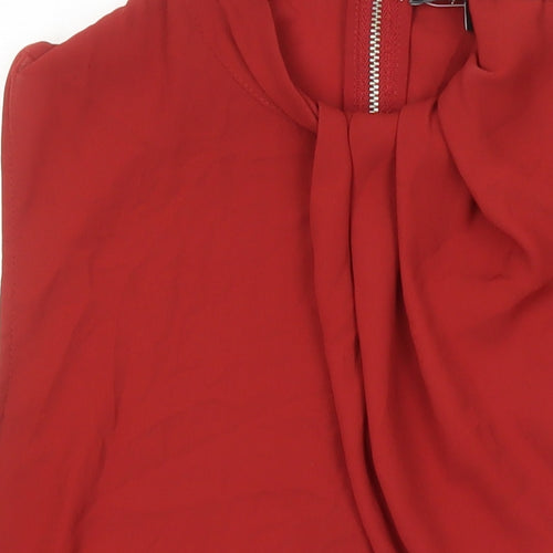 NEXT Womens Red Polyester Jersey Blouse Size 14 Round Neck