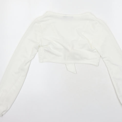 Boohoo Womens Ivory Polyester Cropped Blouse Size 6 V-Neck