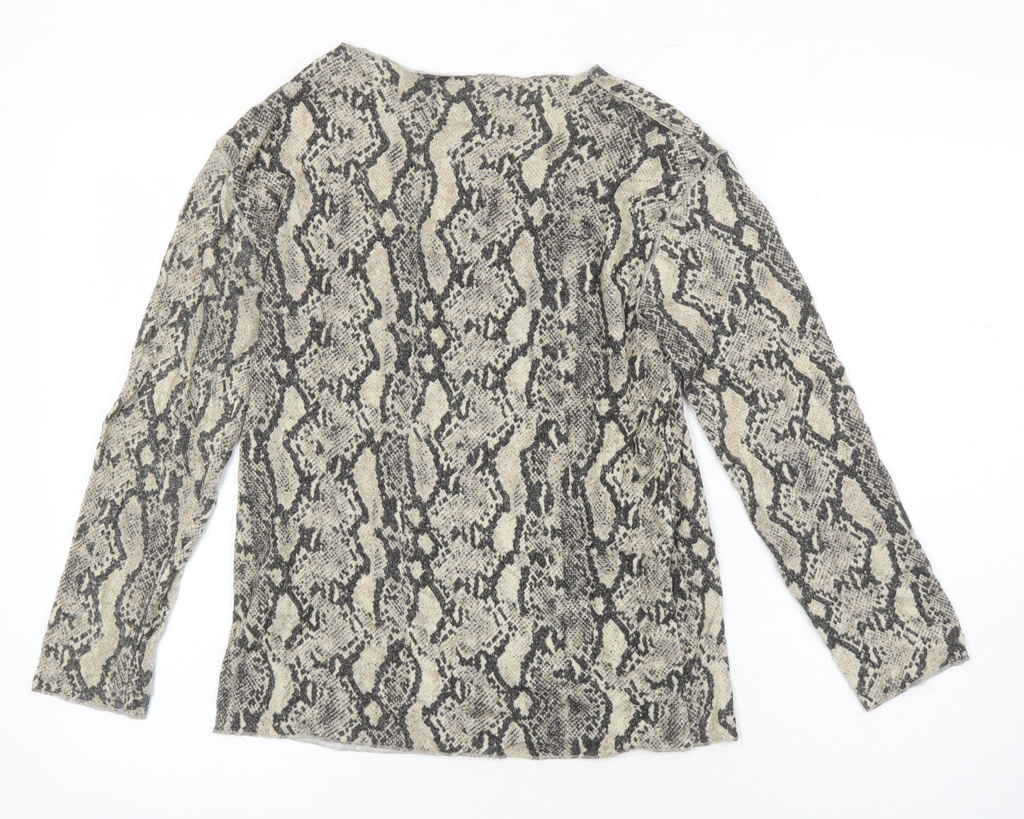 Zara Womens Multicoloured Animal Print Viscose Jersey Blouse Size S Boat Neck