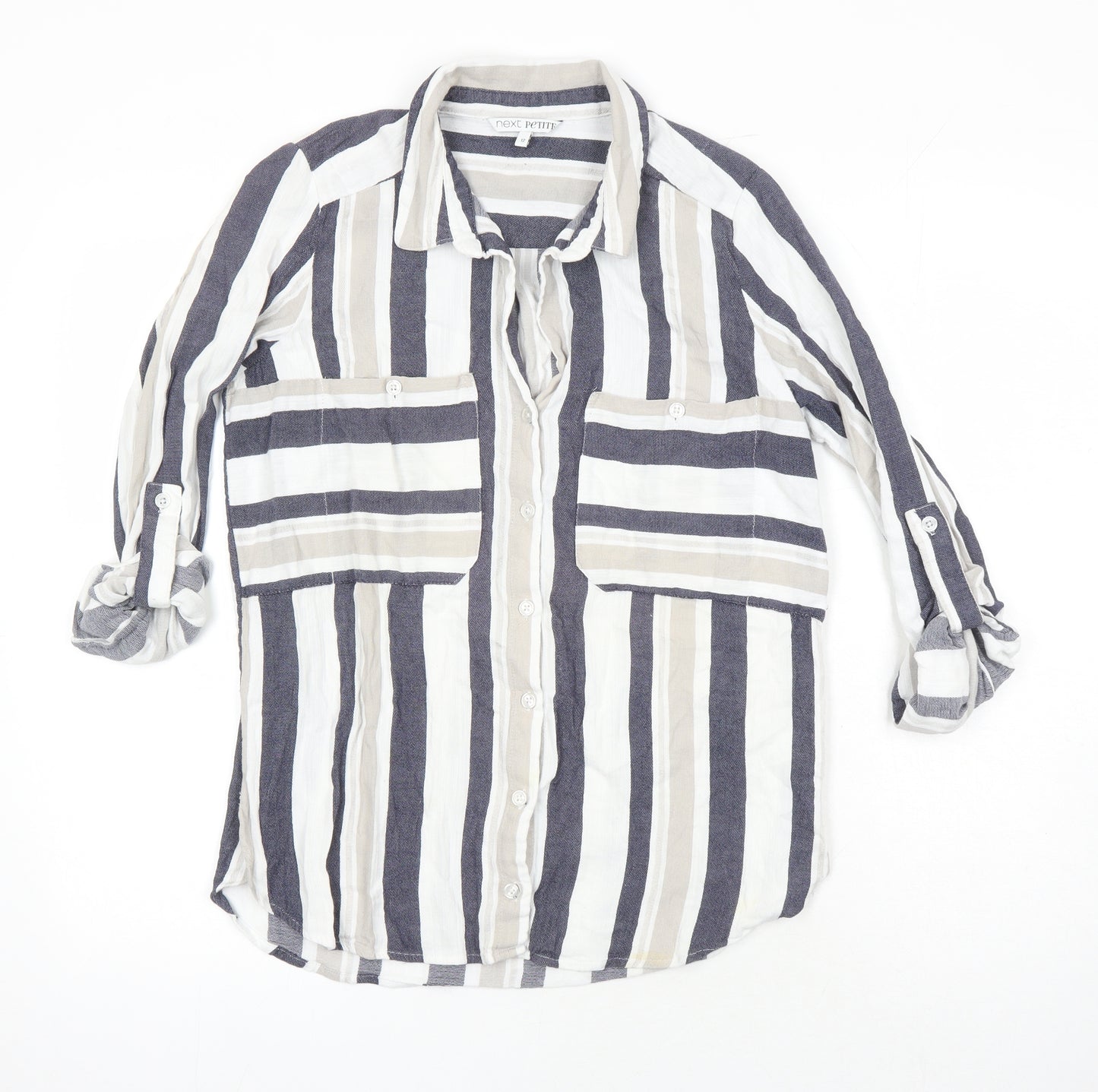 NEXT Womens Ivory Polka Dot Cotton Basic Button-Up Size 12 Collared