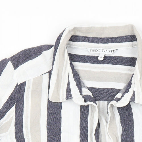 NEXT Womens Ivory Polka Dot Cotton Basic Button-Up Size 12 Collared