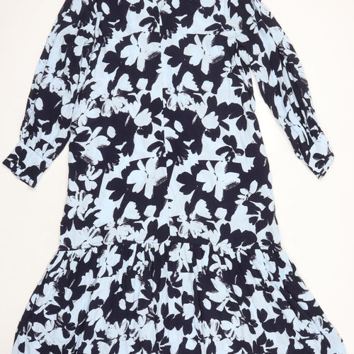 Kin Womens Multicoloured Floral Polyester Blend A-Line Size 12 V-Neck