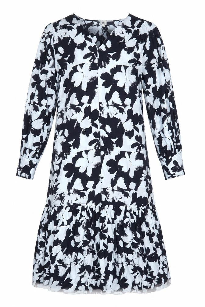 Front view of Kin women’s multicoloured floral polyester blend a-line, size UK 12, v-neck