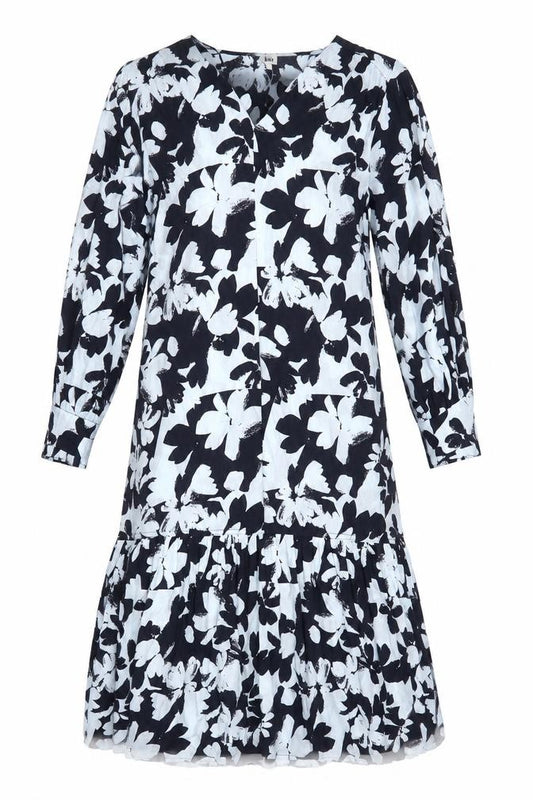 Front view of Kin women’s multicoloured floral polyester blend a-line, size UK 12, v-neck