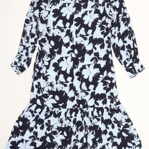 Kin Womens Multicoloured Floral Polyester Blend A-Line Size 12 V-Neck