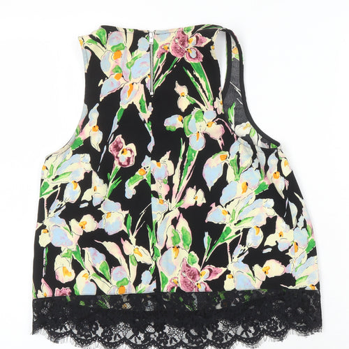 Topshop Womens Multicoloured Floral Polyester Camisole Blouse Size 8 Scoop Neck - Lace Trims