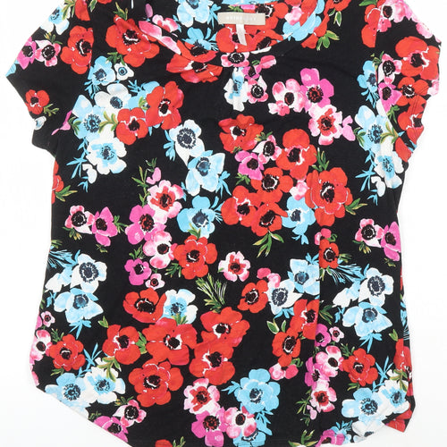 Anthology Womens Multicoloured Floral Viscose Jersey Blouse Size 16 Scoop Neck