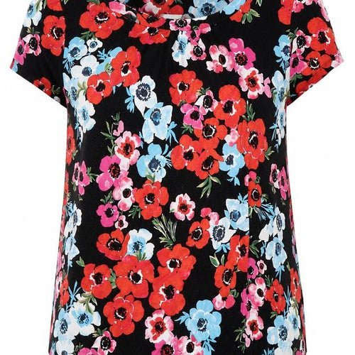 Anthology Womens Multicoloured Floral Viscose Jersey Blouse Size 16 Scoop Neck