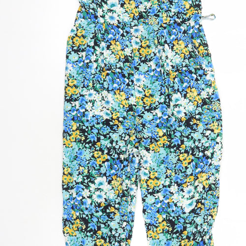 Dorothy Perkins Womens Multicoloured Floral Vinyl Jumpsuit One-Piece Size 10 L26 in - Pockets