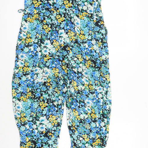 Dorothy Perkins Womens Multicoloured Floral Vinyl Jumpsuit One-Piece Size 10 L26 in - Pockets