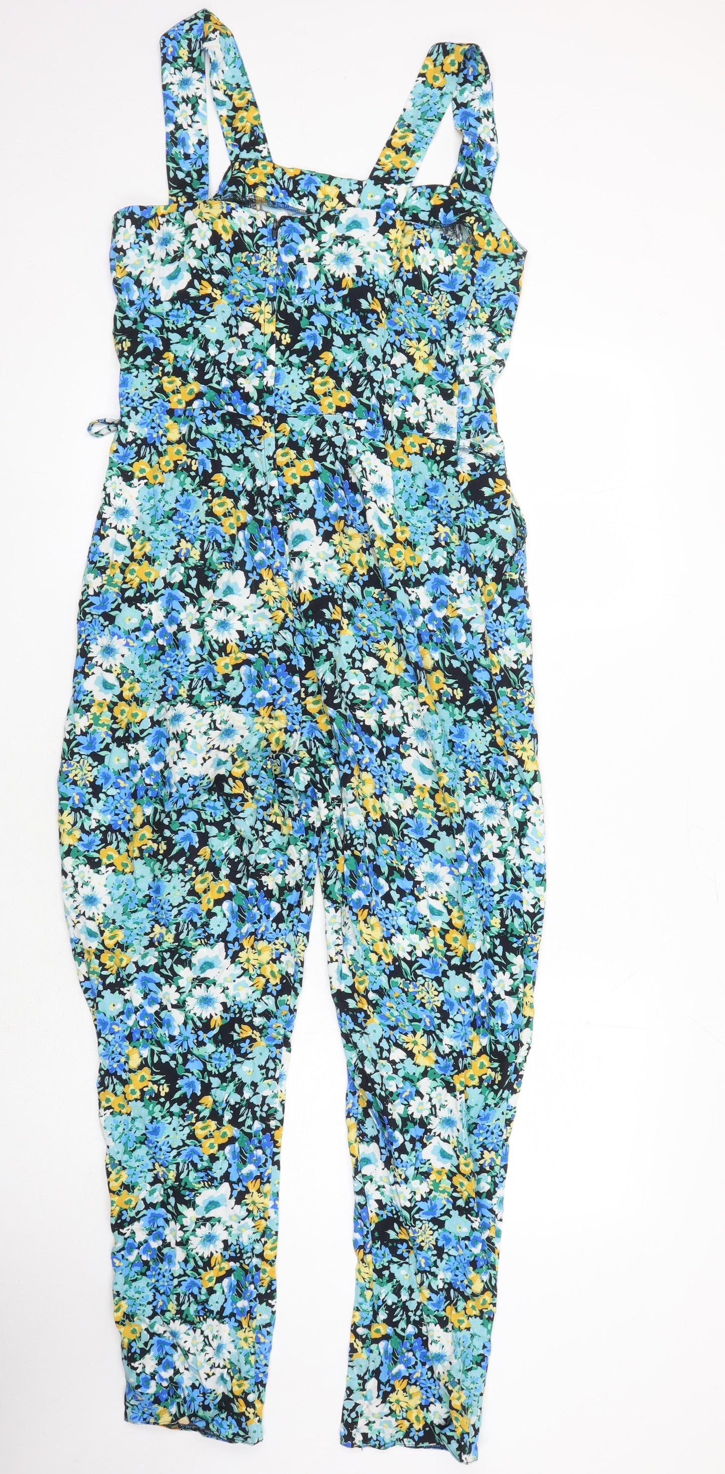 Dorothy Perkins Womens Multicoloured Floral Vinyl Jumpsuit One-Piece Size 10 L26 in - Pockets