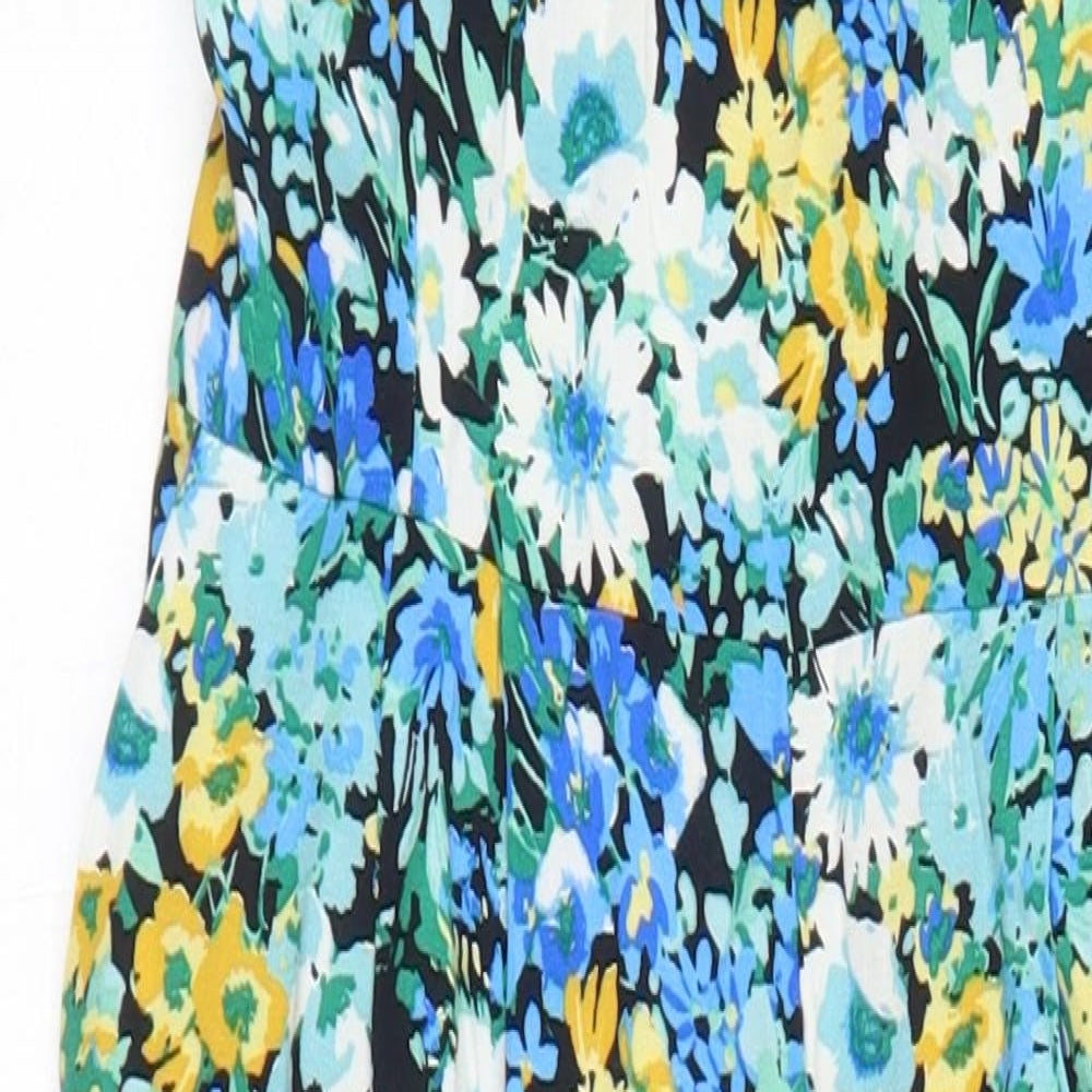 Dorothy Perkins Womens Multicoloured Floral Vinyl Jumpsuit One-Piece Size 10 L26 in - Pockets