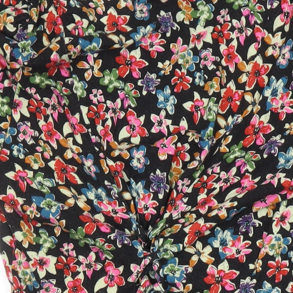 Topshop Womens Multicoloured Floral Viscose A-Line Size 8 V-Neck