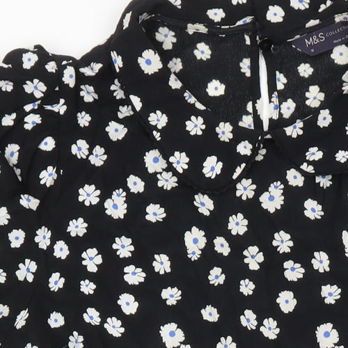 M&S Womens Multicoloured Floral Viscose A-Line Size 10 Collared
