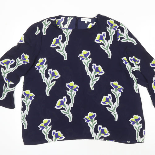 Warehouse Womens Multicoloured Floral Polyester Tunic Blouse Size 16 Roll Neck