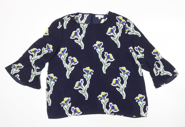 Warehouse Womens Multicoloured Floral Polyester Tunic Blouse Size 16 Roll Neck