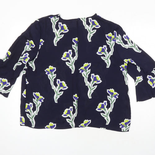 Warehouse Womens Multicoloured Floral Polyester Tunic Blouse Size 16 Roll Neck