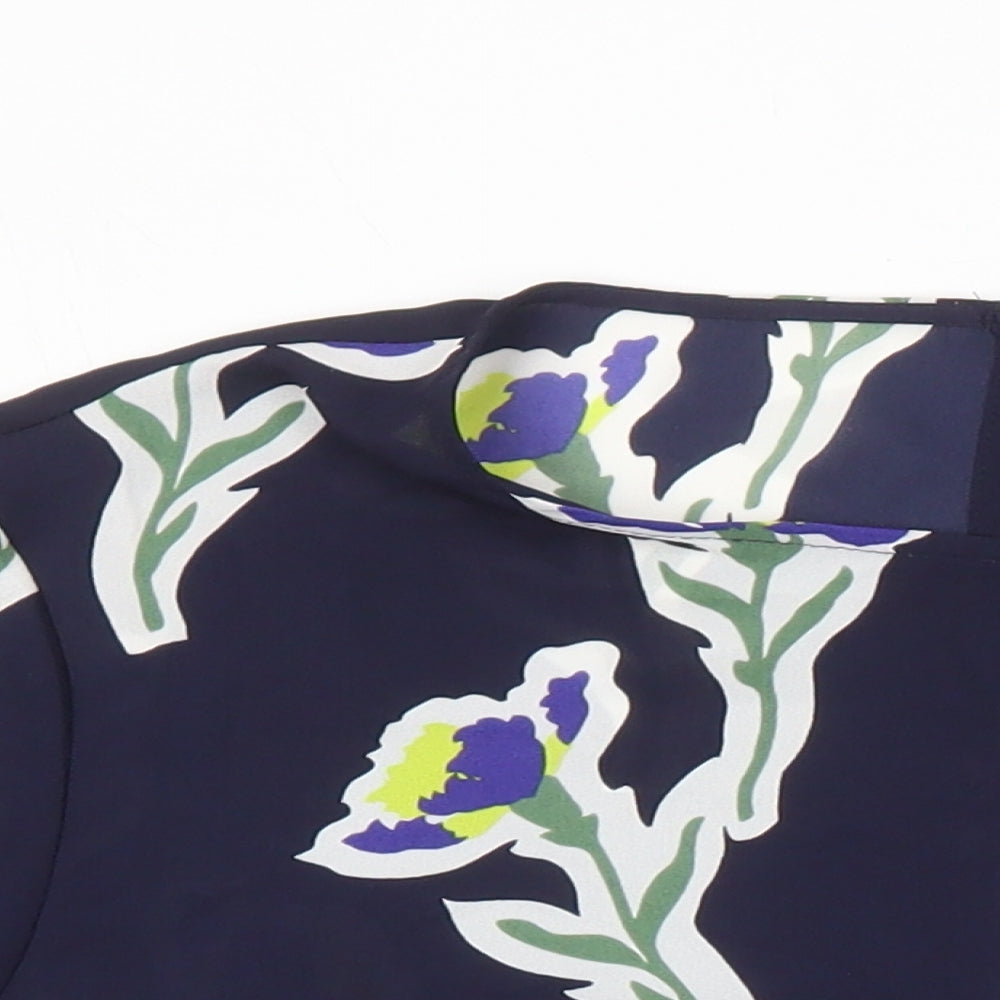 Warehouse Womens Multicoloured Floral Polyester Tunic Blouse Size 16 Roll Neck