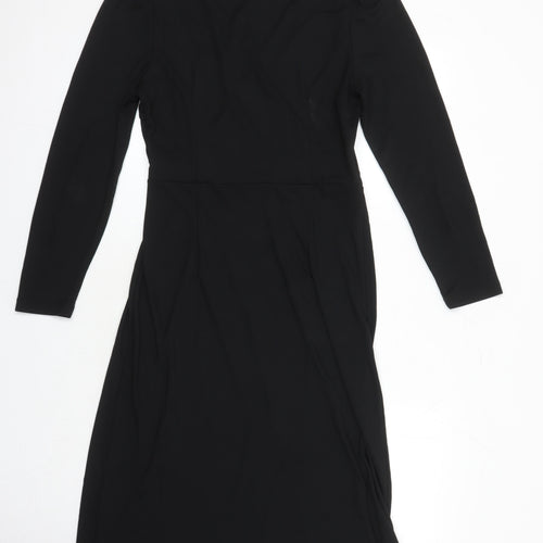 M&S Womens Black Polyester Shift Size 12 V-Neck
