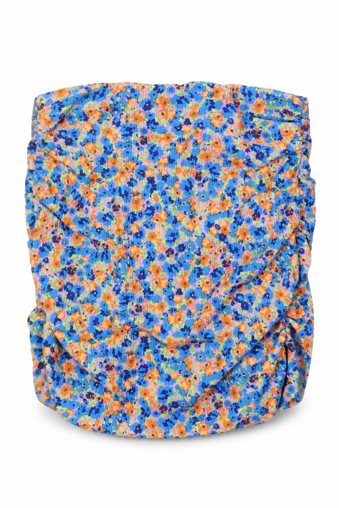 Pull&Bear Womens Multicoloured Floral Polyester Cropped T-Shirt Size S Off the Shoulder