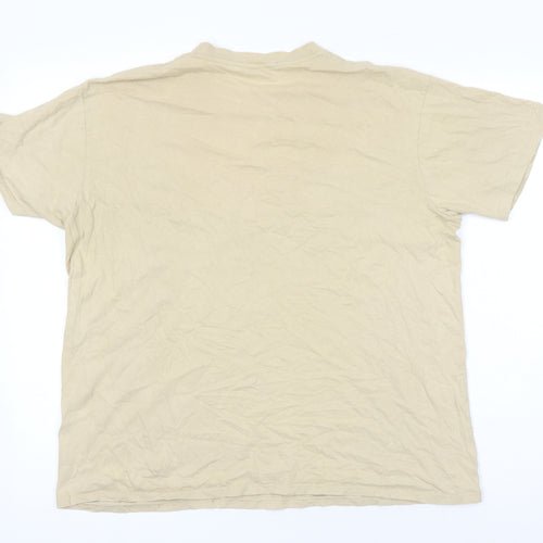 Shok Womens Beige 100% Cotton Basic T-Shirt Size L Round Neck