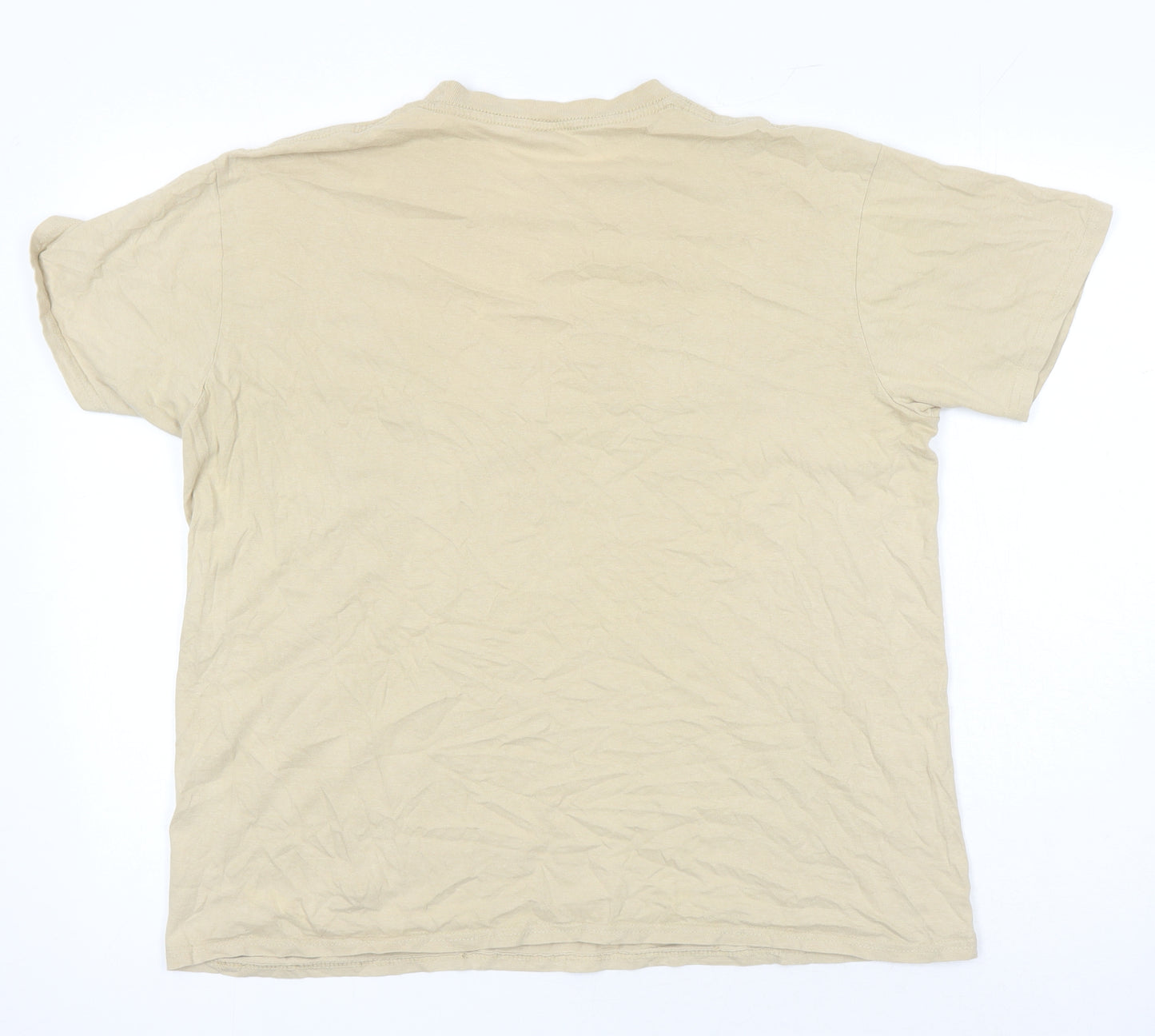 Shok Womens Beige 100% Cotton Basic T-Shirt Size L Round Neck