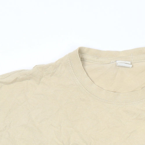 Shok Womens Beige 100% Cotton Basic T-Shirt Size L Round Neck
