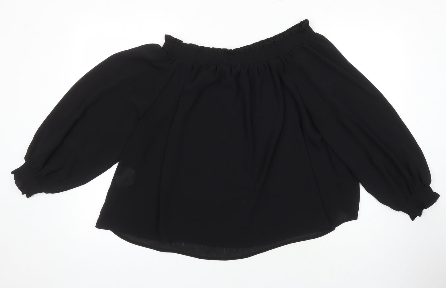 New Look Womens Black Polyester Tunic Blouse Size 14 Boat Neck
