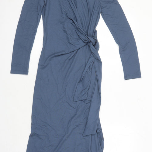 M&S Womens Blue Modal A-Line Size 6 Round Neck