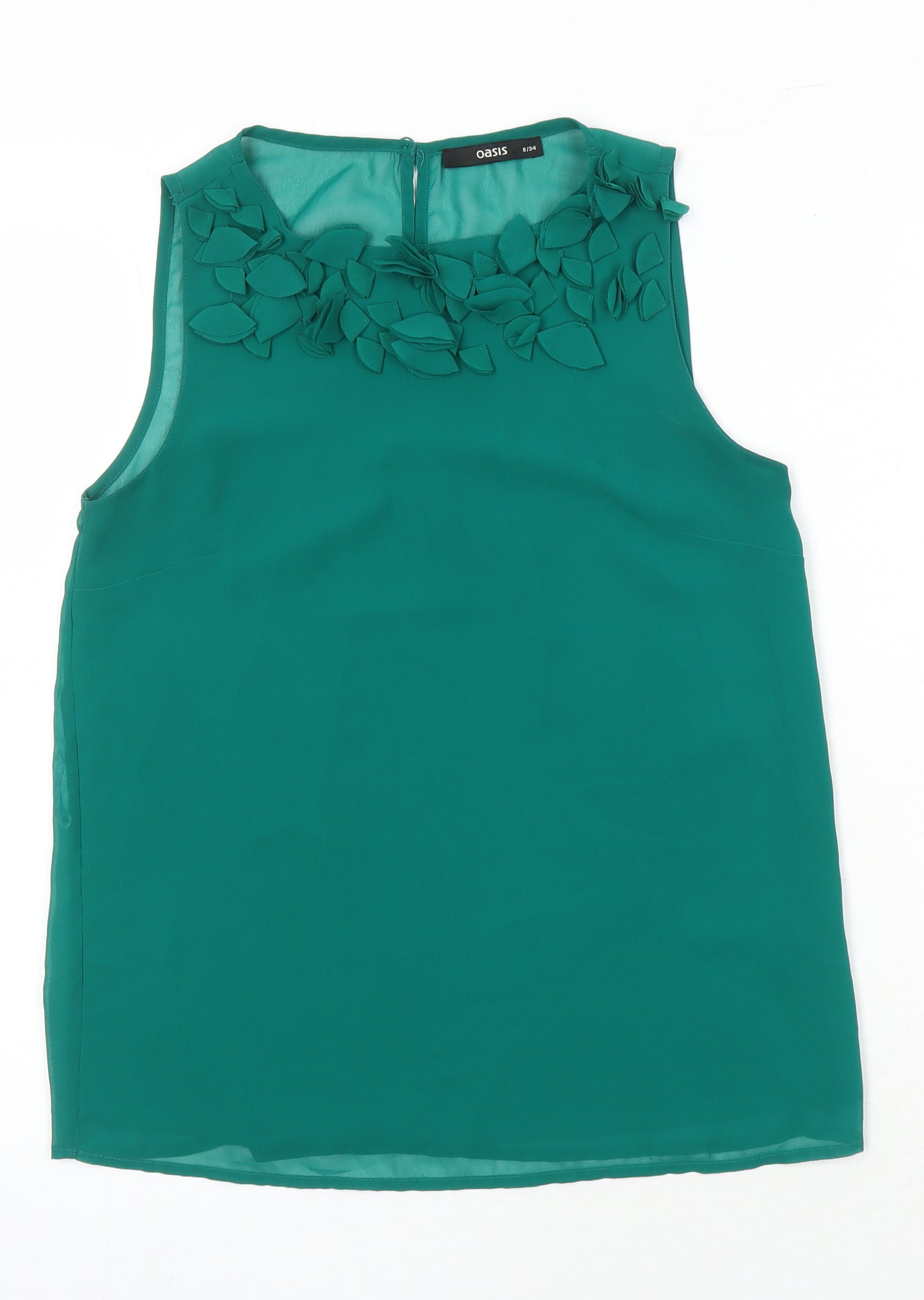 Oasis Womens Green Polyester Tunic Blouse Size 8 Boat Neck