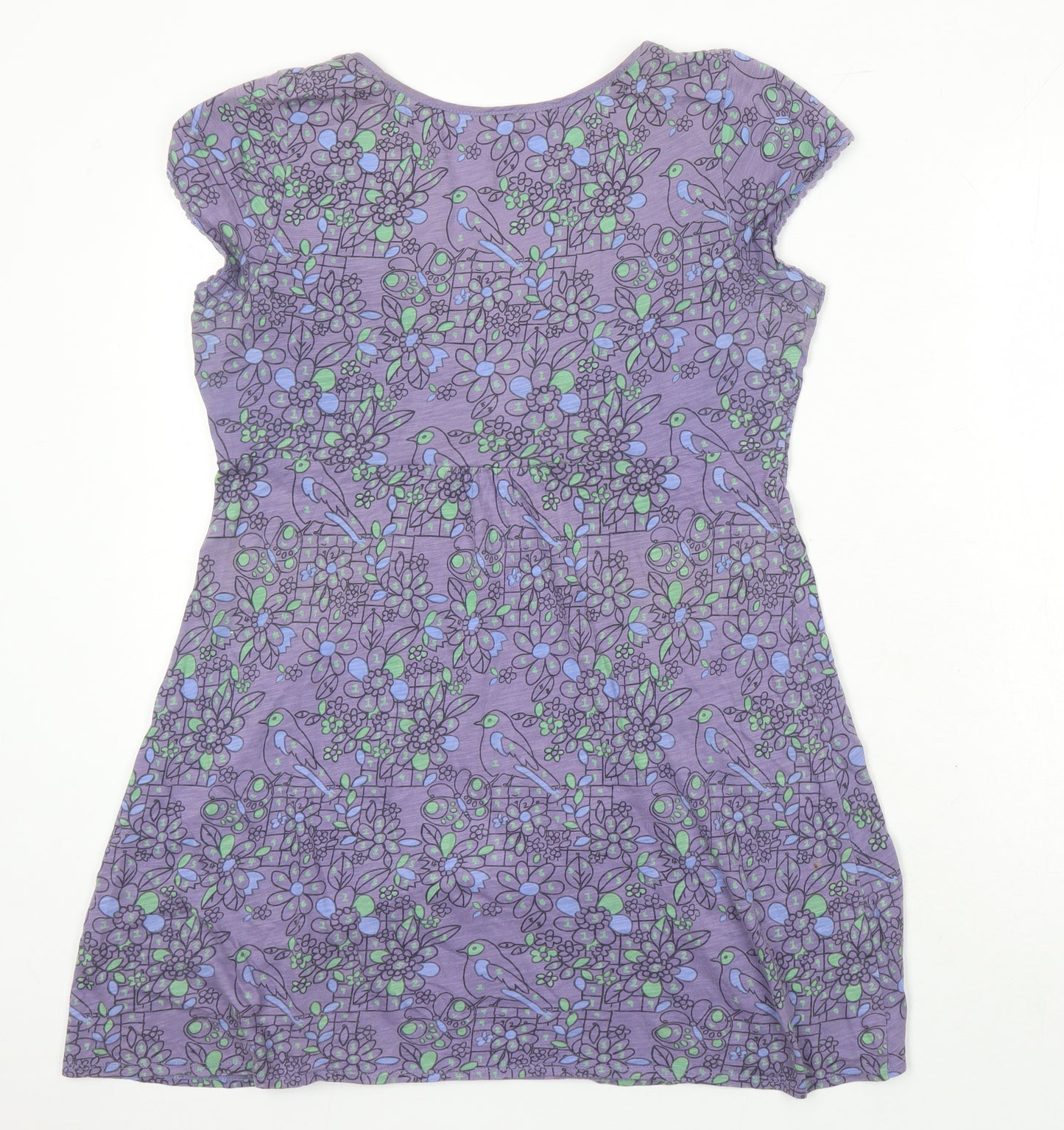 White Stuff Womens Multicoloured Floral 100% Cotton Tunic Blouse Size 14 Scoop Neck