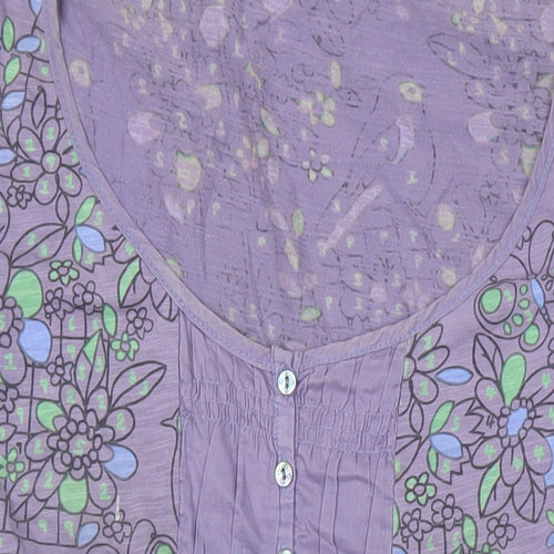 White Stuff Womens Multicoloured Floral 100% Cotton Tunic Blouse Size 14 Scoop Neck