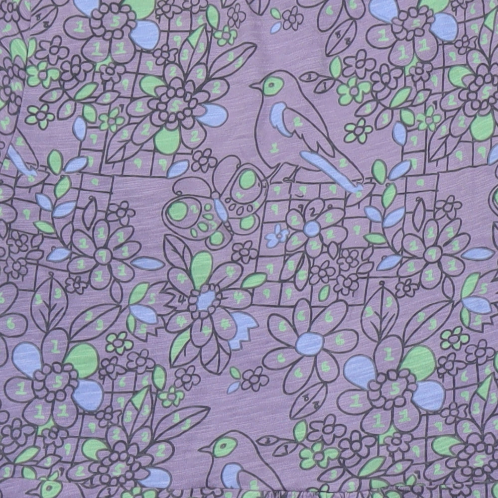 White Stuff Womens Multicoloured Floral 100% Cotton Tunic Blouse Size 14 Scoop Neck