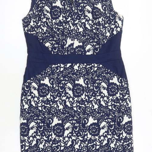 Phase Eight Womens Multicoloured Fair Isle Polyester Pencil Dress Size 14 Boat Neck Zip