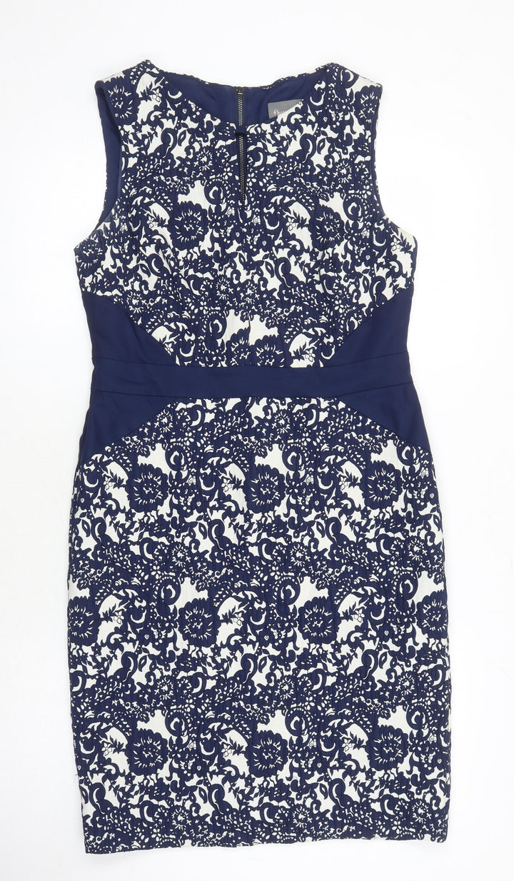Phase Eight Womens Multicoloured Fair Isle Polyester Pencil Dress Size 14 Boat Neck Zip