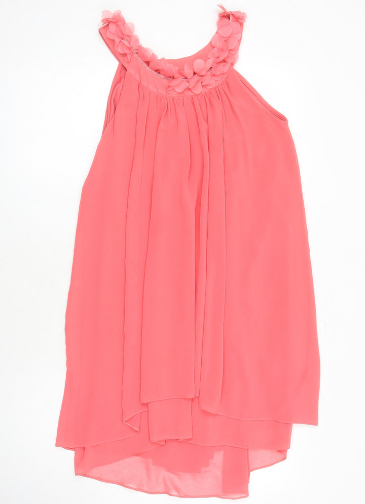 River Island Womens Orange Herringbone Polyester Shift Size 10 Boat Neck